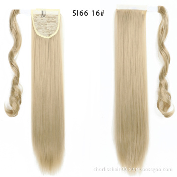 Top Quality Silky Straight High Ponytail For Black Women Pour Petite Fille Wrap Around Synthetic Clip Hair Ponytails Extensions